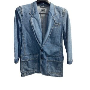 VTG LizWear 80's Denim Jacket Jean Blazer Sz 16 Women's Y2K